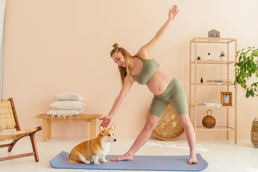 Pregnant woman stretching